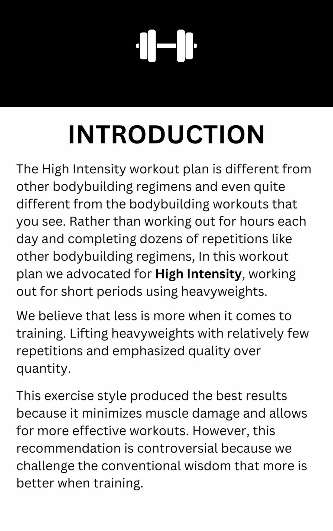 High Intensity Training Program - eBook